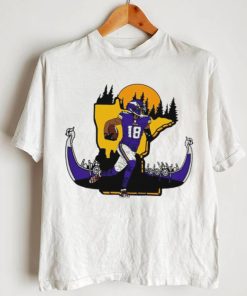 NFL Minnesota Vikings football Justin Jefferson player number 18 signature cartoon retro shirt