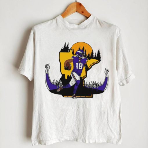 NFL Minnesota Vikings football Justin Jefferson player number 18 signature cartoon retro shirt