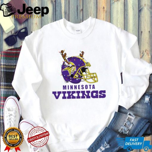 NFL Minnesota Vikings football helmet deer antlers Christmas lights logo shirt