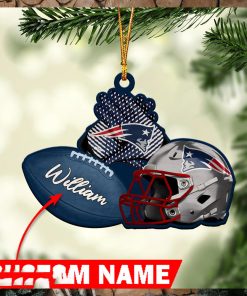 NFL New England Patriots Custom Name Rugby Ball Helmet Custom Shaped Ornament