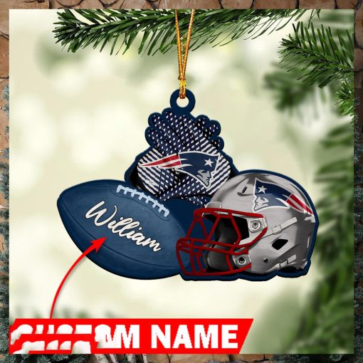 NFL New England Patriots Custom Name Rugby Ball Helmet Custom Shaped Ornament