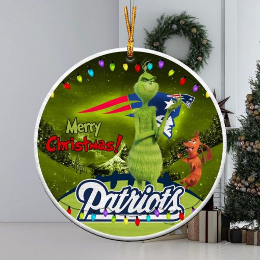 NFL New England Patriots Funny Grinch Round Ornament