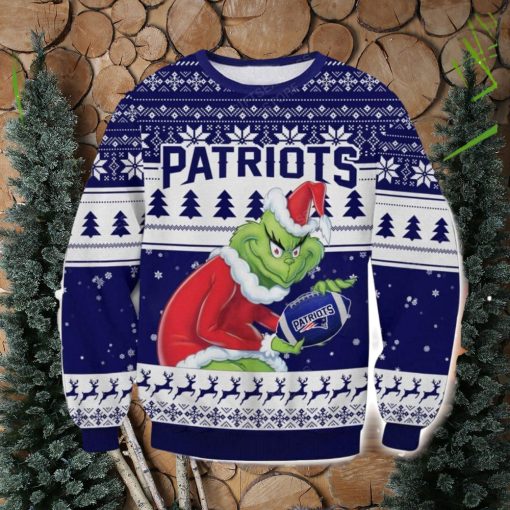 NFL New England Patriots Grinch AOP Ugly Christmas Sweater Christmas Gift For Men And Women