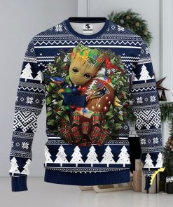 NFL New England Patriots Groot Hug Christmas Ugly Sweater