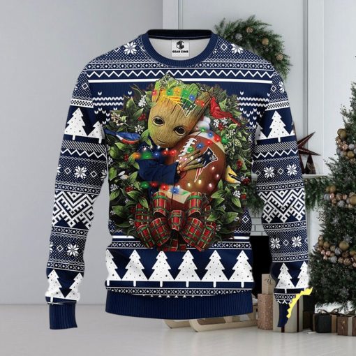 NFL New England Patriots Groot Hug Christmas Ugly Sweater