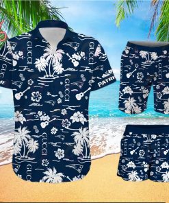 NFL New England Patriots Gucci Logo Pattern Hawaiian Shirt & Shorts