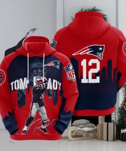 NFL New England Patriots Tom Brady Blue Red Pullover Hoodie Ver 2