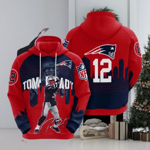 NFL New England Patriots Tom Brady Blue Red Pullover Hoodie Ver 2