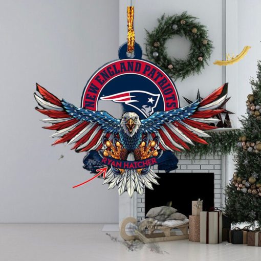 NFL New England Patriots Xmas American US Eagle Custom Name Ornament