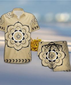 NFL New Orleans Saints Flower Set Hawaiian Shirt And Shorts Beach Gift For Fans