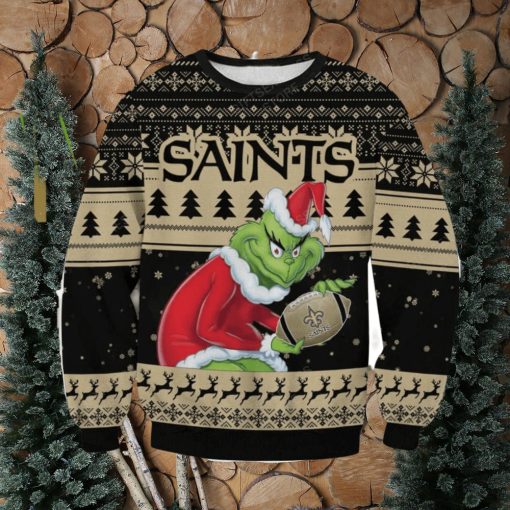 NFL New Orleans Saints Grinch AOP Ugly Christmas Sweater Christmas Gift For Men And Women