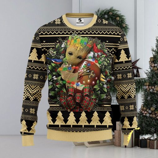 NFL New Orleans Saints Groot Hug Christmas Ugly Sweater