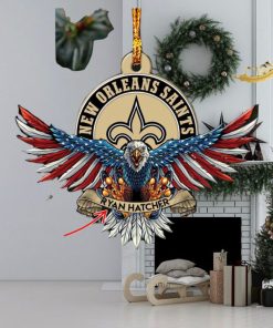 NFL New Orleans Saints Xmas American US Eagle Custom Name Ornament