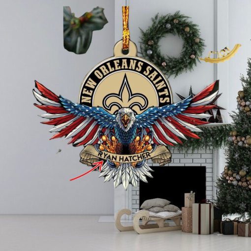 NFL New Orleans Saints Xmas American US Eagle Custom Name Ornament