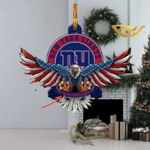 NFL New York Giants Xmas American US Eagle Custom Name Ornament