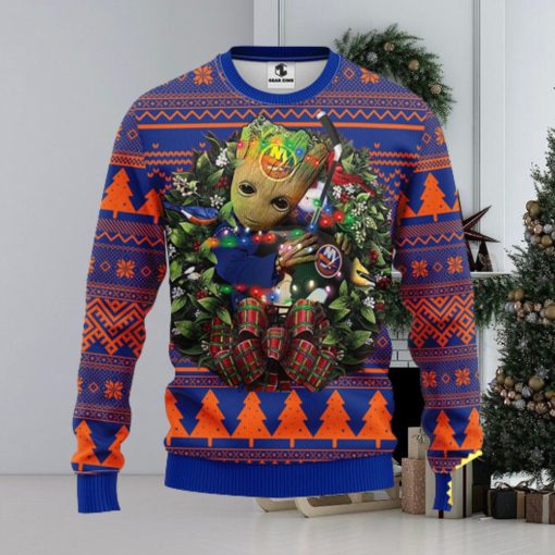 NFL New York Islanders Groot Hug Christmas Ugly Sweater