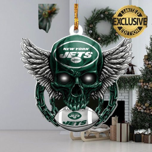 NFL New York Jets 2023 Holiday Gifts Xmas Skull Christmas Gift For Fans Ornament