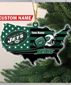 NFL New York Jets Flag Map US Personalized 2023 Christmas Ornament