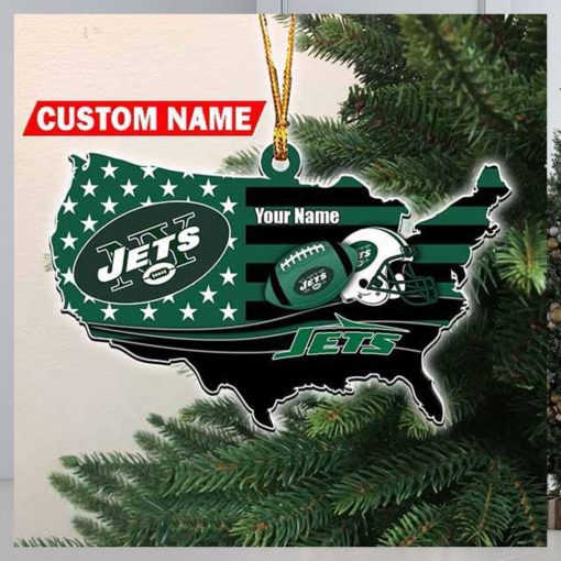 NFL New York Jets Flag Map US Personalized 2023 Christmas Ornament