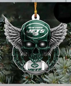 NFL New York Jets Football Skull Logo Unique 2023 Christmas Ornament