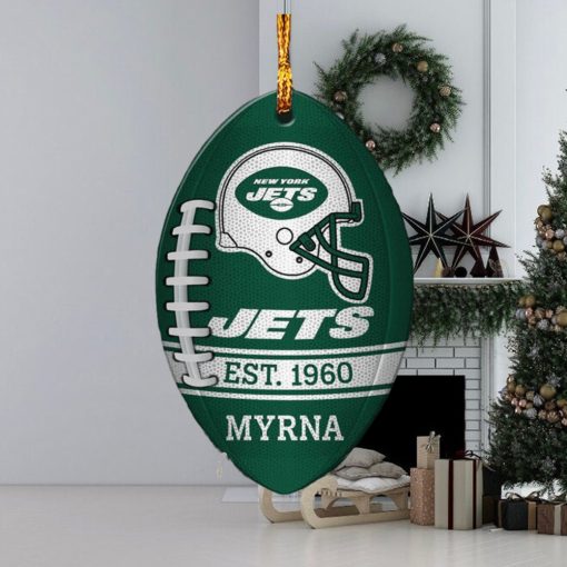 NFL New York Jets Football Xmas Custom Name Tree Decorations Christmas Gift For Fans Ornament