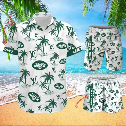 NFL New York Jets Louis Vuitton Logo Pattern Hawaiian Shirt & Shorts