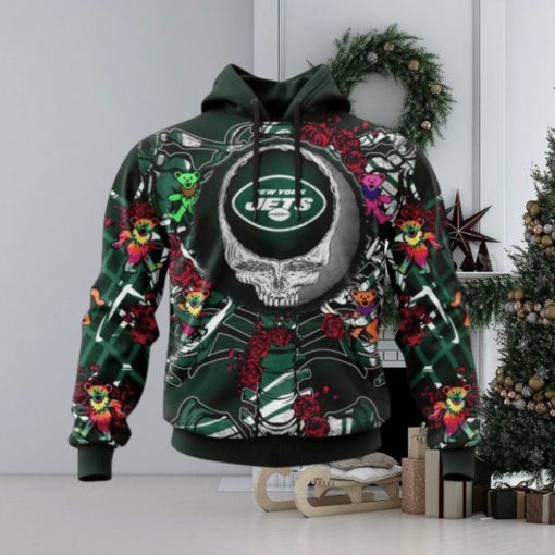 NFL New York Jets Mix Grateful Dead, Personalized Name & Number Specialized Concepts Kits 3D Hoodie