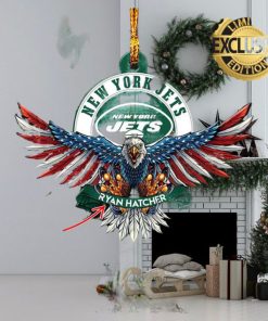 NFL New York Jets Xmas Gift For Fans American US Eagle Custom Name Ornament