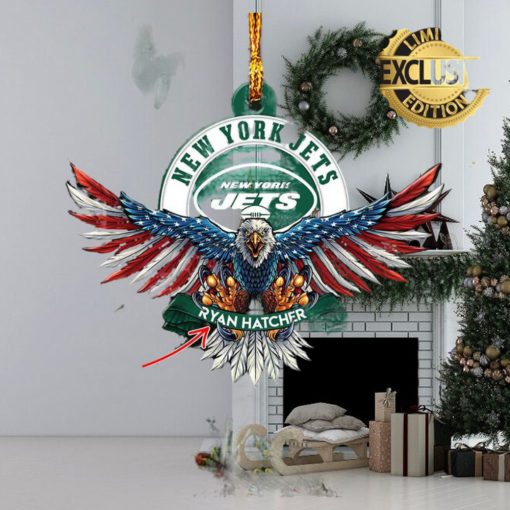 NFL New York Jets Xmas Gift For Fans American US Eagle Custom Name Ornament