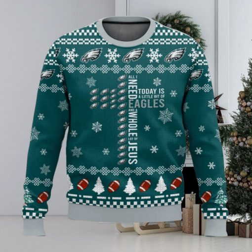 NFL Philadelphia Eagles Cross Today Is A Little Bit Of Eagles Ugly Christmas Sweater