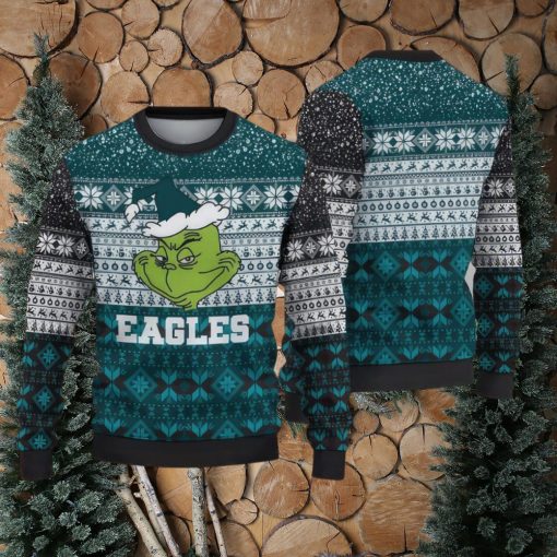 NFL Philadelphia Eagles Grinch Cool Ugly Christmas Sweater Fun