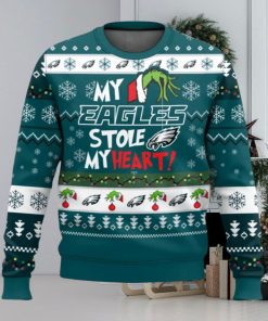 NFL Philadelphia Eagles Grinch Hand My Eagles Stole My Heart Ugly Christmas Sweater