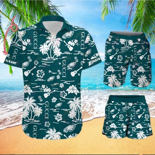 NFL Philadelphia Eagles Gucci Logo Pattern Hawaiian Shirt & Shorts