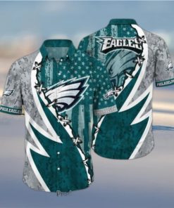 NFL Philadelphia Eagles Hawaiian Shirt Graphic American Flag Print This Summer Gift For Fans Hot Trend 2023