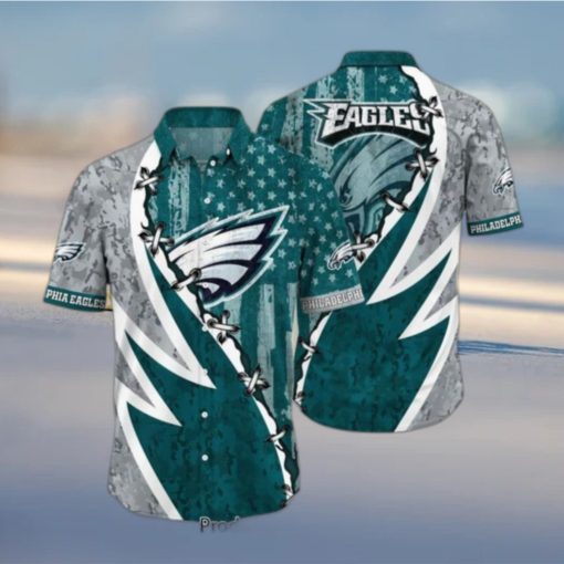 NFL Philadelphia Eagles Hawaiian Shirt Graphic American Flag Print This Summer Gift For Fans Hot Trend 2023