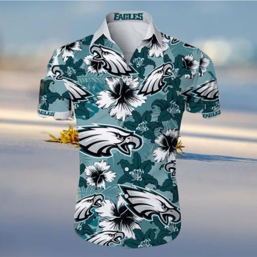 NFL Philadelphia Eagles Hawaiian Shirt Hibiscus Pattern Trendy Summer Gift