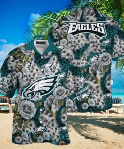 NFL Philadelphia Eagles Hawaiian Shirt Leopard Rose Pattern Summer Vacation Gift