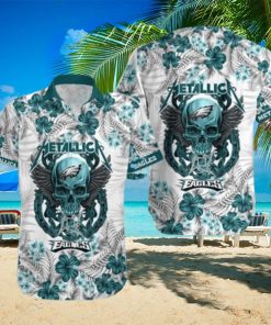 NFL Philadelphia Eagles Hawaiian Shirt Skull And Flower Pattern Beach Gift For Dad