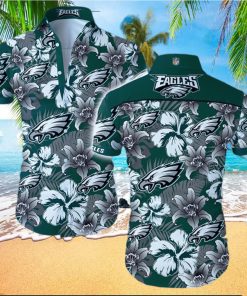 NFL Philadelphia Eagles Logo Flower Hawaiian Summer Beach Shirt Full Print