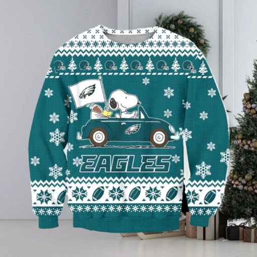 NFL Philadelphia Eagles Snoopy Driving Car Ugly Christmas Sweater