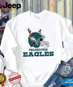 NFL Philadelphia Eagles football helmet deer antlers Christmas lights logo shirt