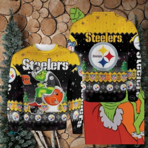 NFL Pittsburgh SteelSan Francisco 49ers Grinch Cool Knitted Christmas 3D Sweater Celebrate