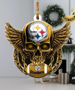 NFL Pittsburgh Steelers 2023 Holiday Gifts Xmas Skull Tree Decorations Ornament