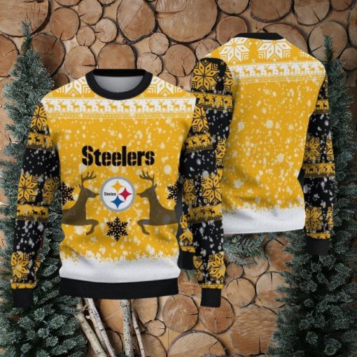 NFL Pittsburgh Steelers Christmas Reindeer V2 Sport Christmas Ugly Sweater 3D