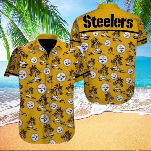 NFL Pittsburgh Steelers Football Hawaiian Graphic Print Short Sleeve Hawaiian Shirt