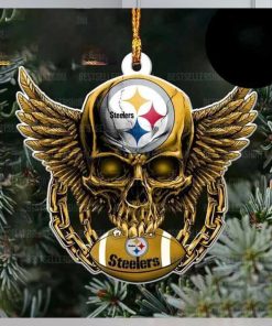 NFL Pittsburgh Steelers Football Skull Logo Unique 2023 Christmas Ornament