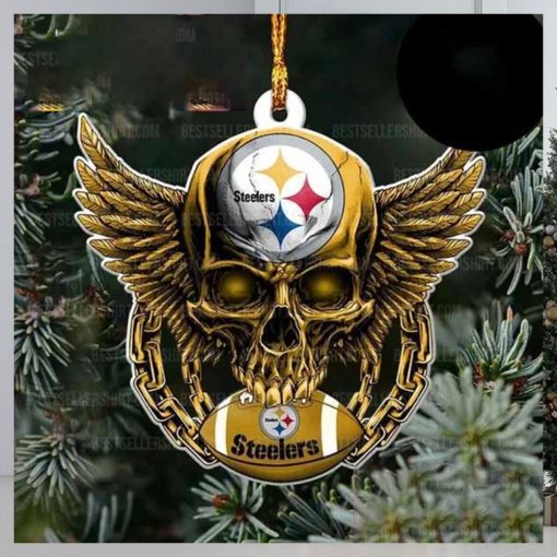 NFL Pittsburgh Steelers Football Skull Logo Unique 2023 Christmas Ornament