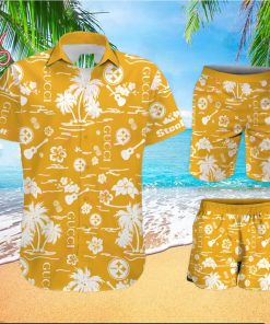 NFL Pittsburgh Steelers Gucci Logo Pattern Hawaiian Shirt & Shorts