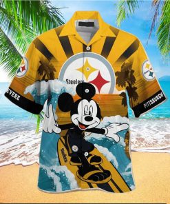 NFL Pittsburgh Steelers Hawaiian Shirt Custom Name Mickey Mouse