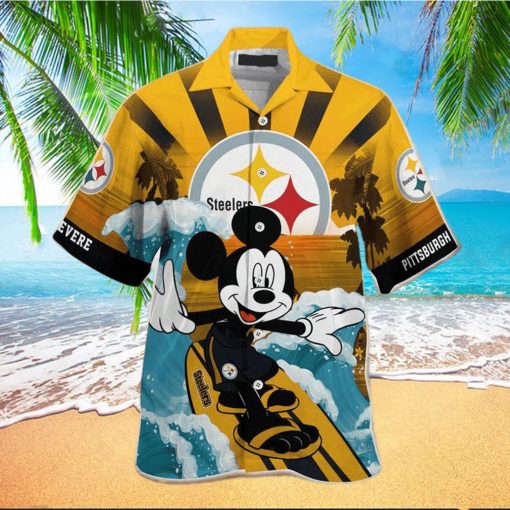 NFL Pittsburgh Steelers Hawaiian Shirt Custom Name Mickey Mouse